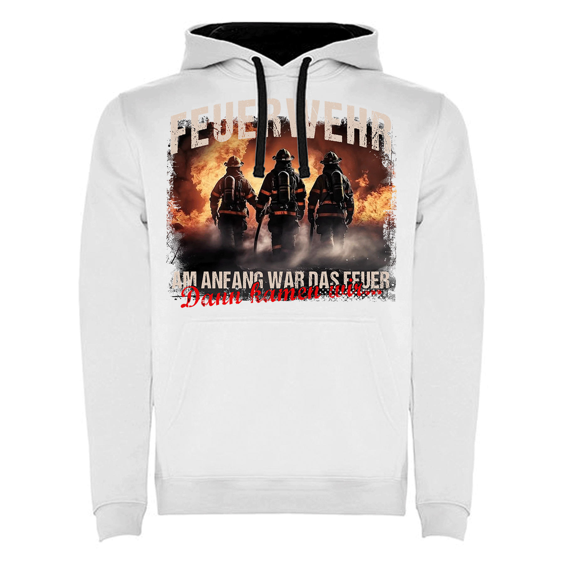 Feuerwehr Hoodie Weiß<Am Anfang war das Feuer>