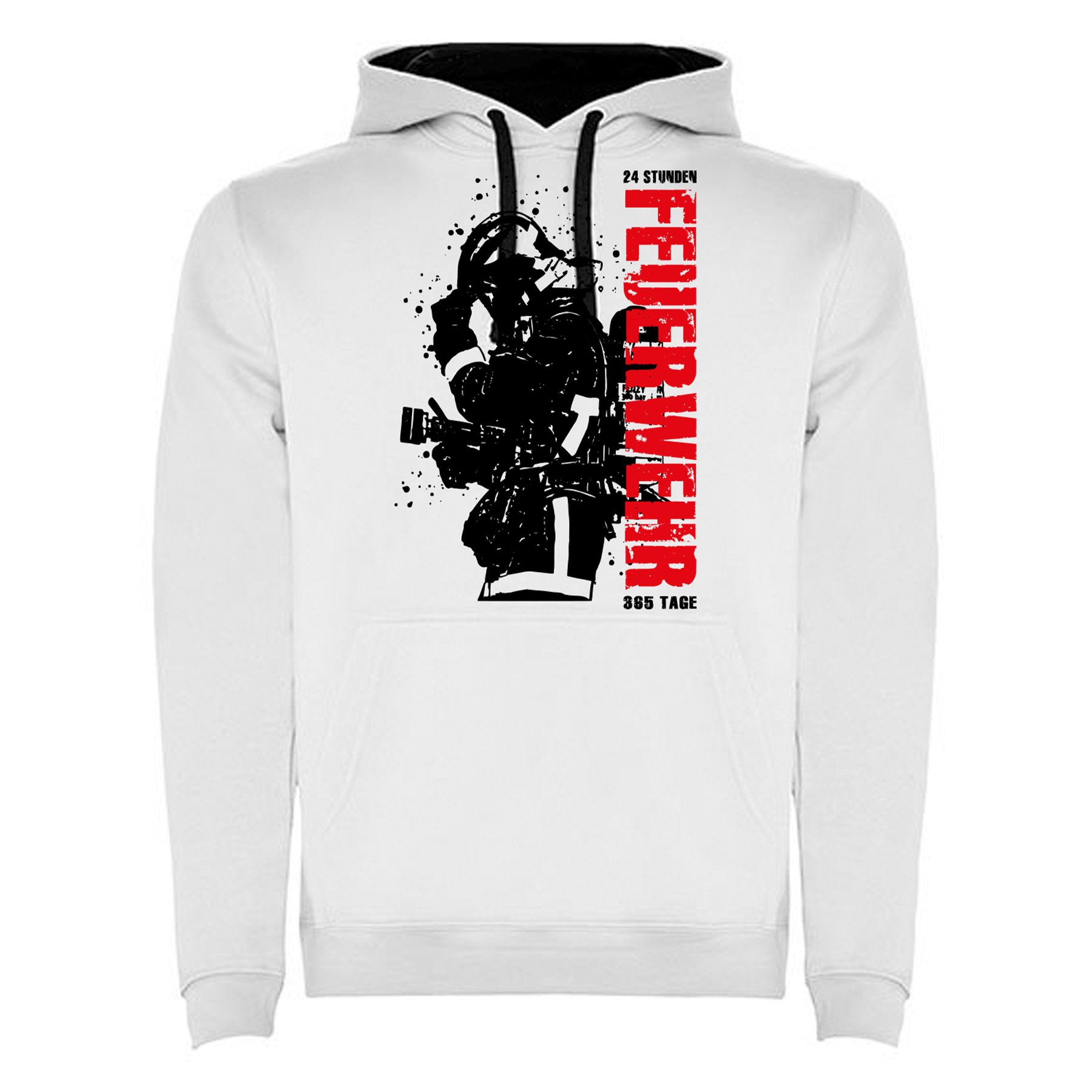 Feuerwehr Hoodie weiß <24 Stunden Feuerwehr 365 Tage>