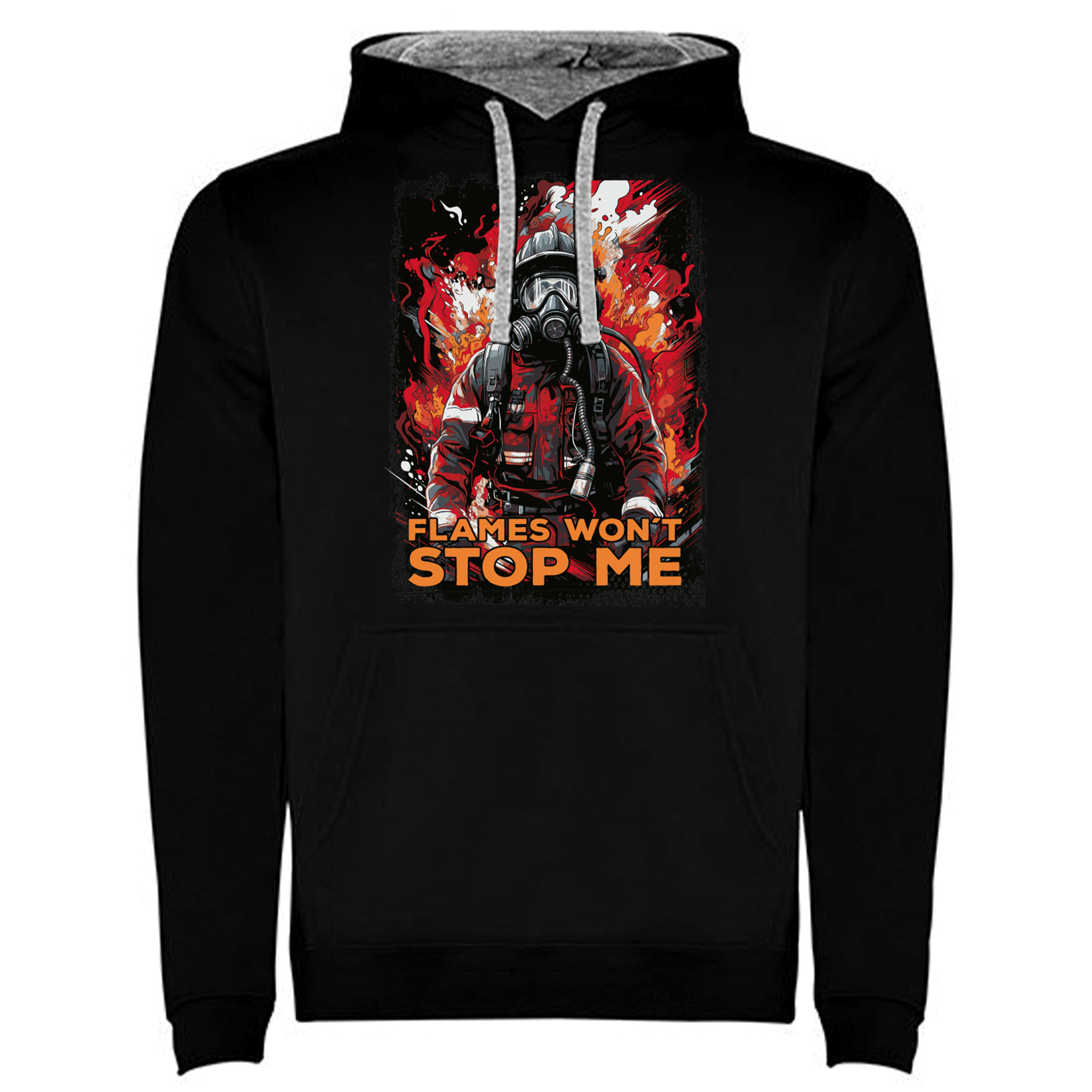 Feuerwehr Hoodie Schwarz<Flames Wont Stop Me>