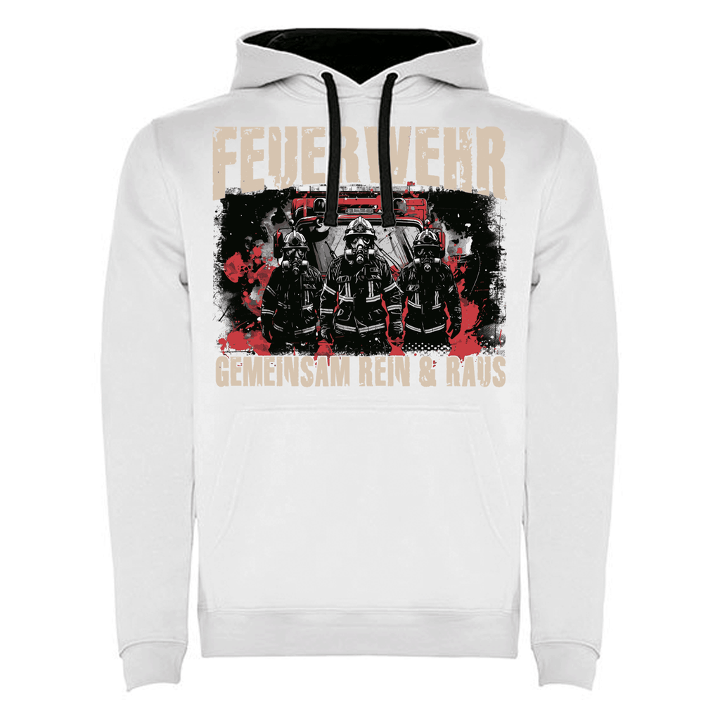 Feuerwehr Hoodie Weiß <Gemeinsam Rein & Raus>