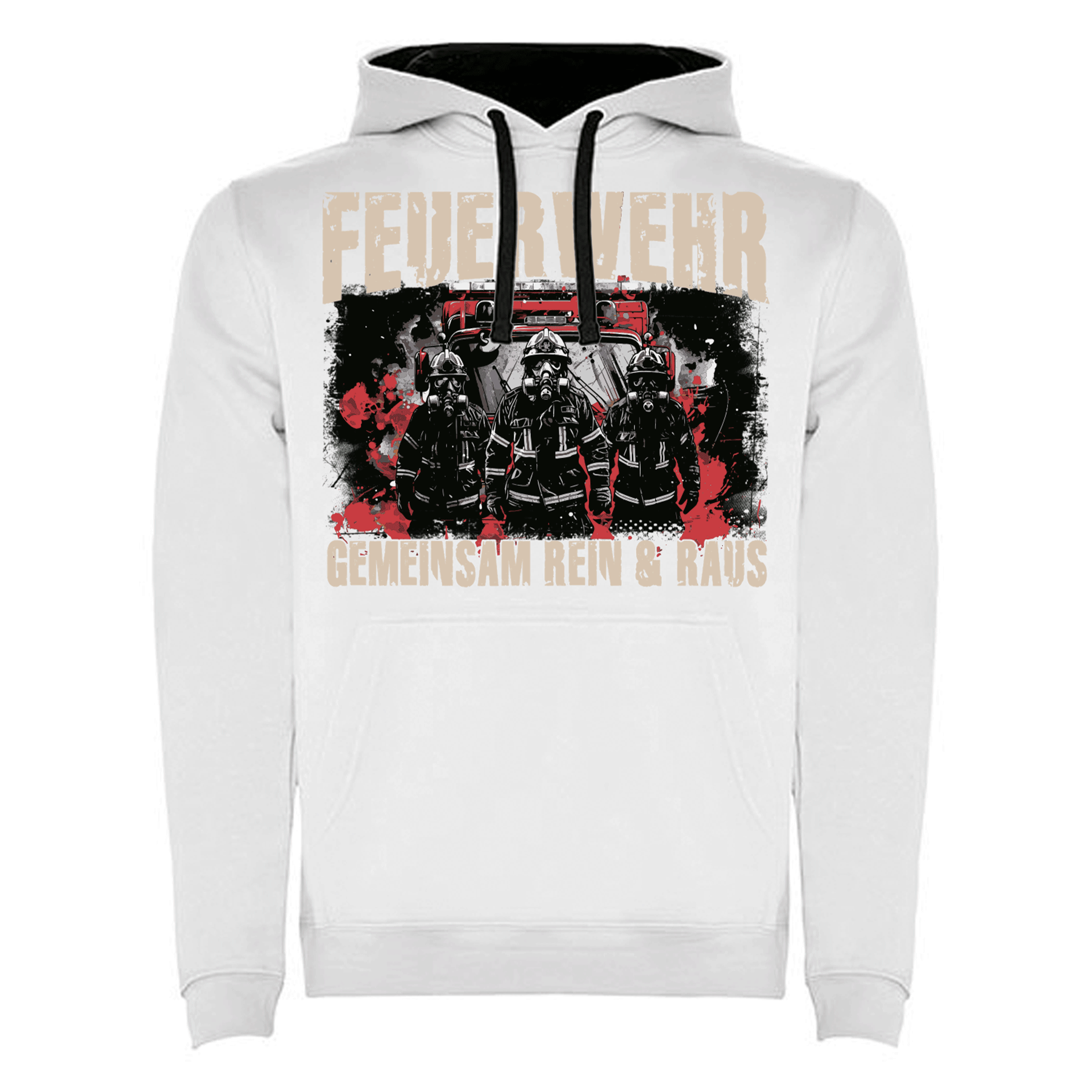 Feuerwehr Hoodie Weiß <Gemeinsam Rein & Raus>