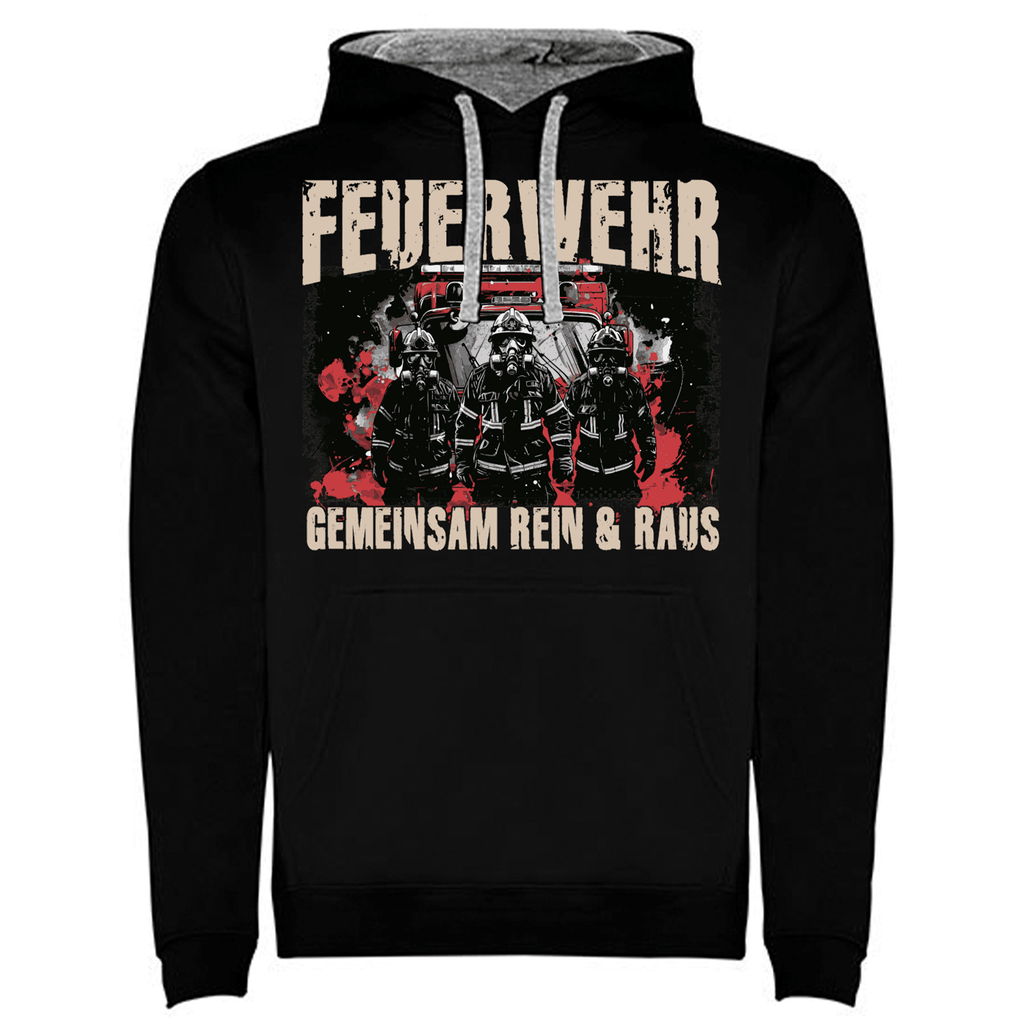 Feuerwehr Hoodie Schwarz <Gemeinsam Rein & Raus>