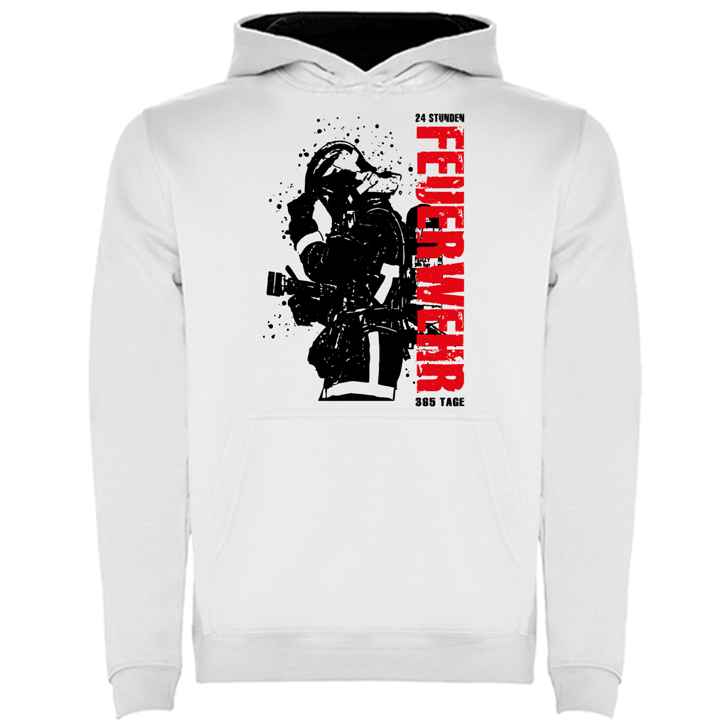 Feuerwehr Hoodie Kids weiß <24 Stunden Feuerwehr 365 Tage>