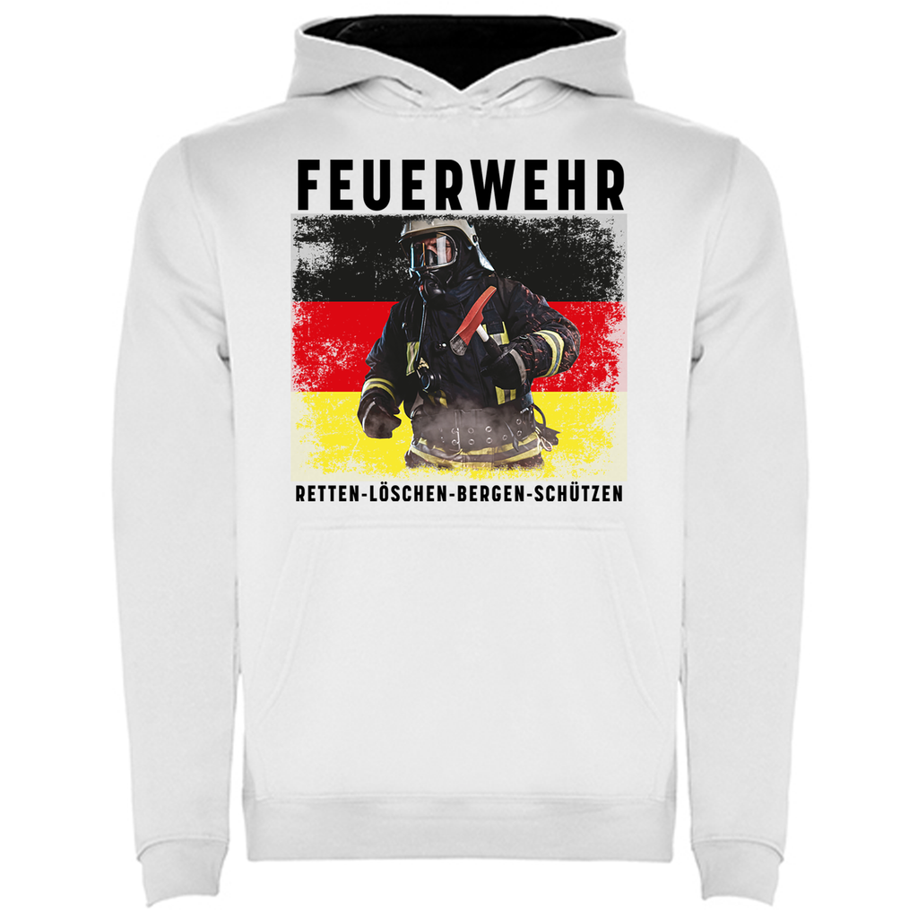 Feuerwehr Hoodie Weiß Kids<Retten löschen Bergen schützen>