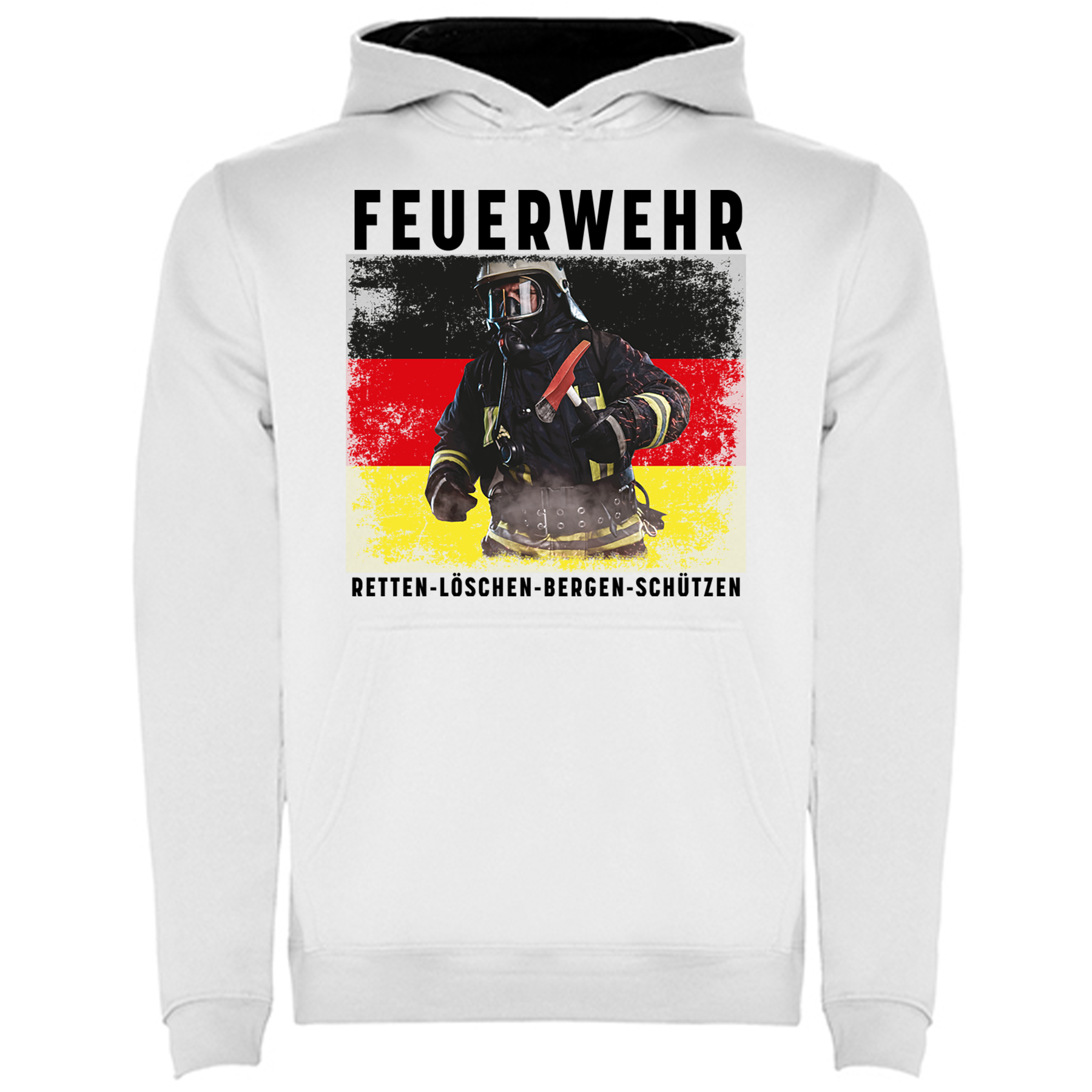 Feuerwehr Hoodie Weiß Kids<Retten löschen Bergen schützen>