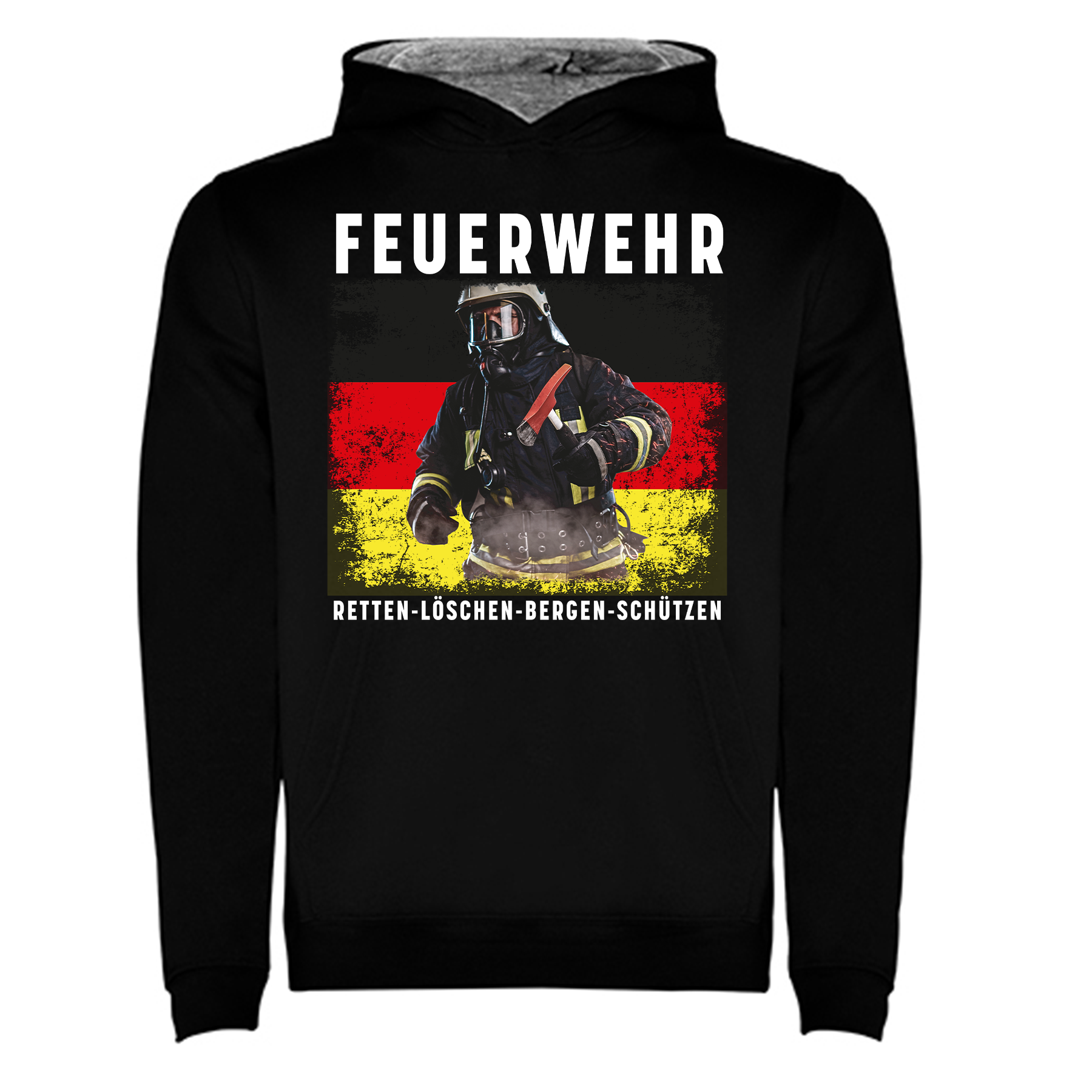 Feuerwehr Hoodie Black Kids<Retten löschen Bergen schützen>