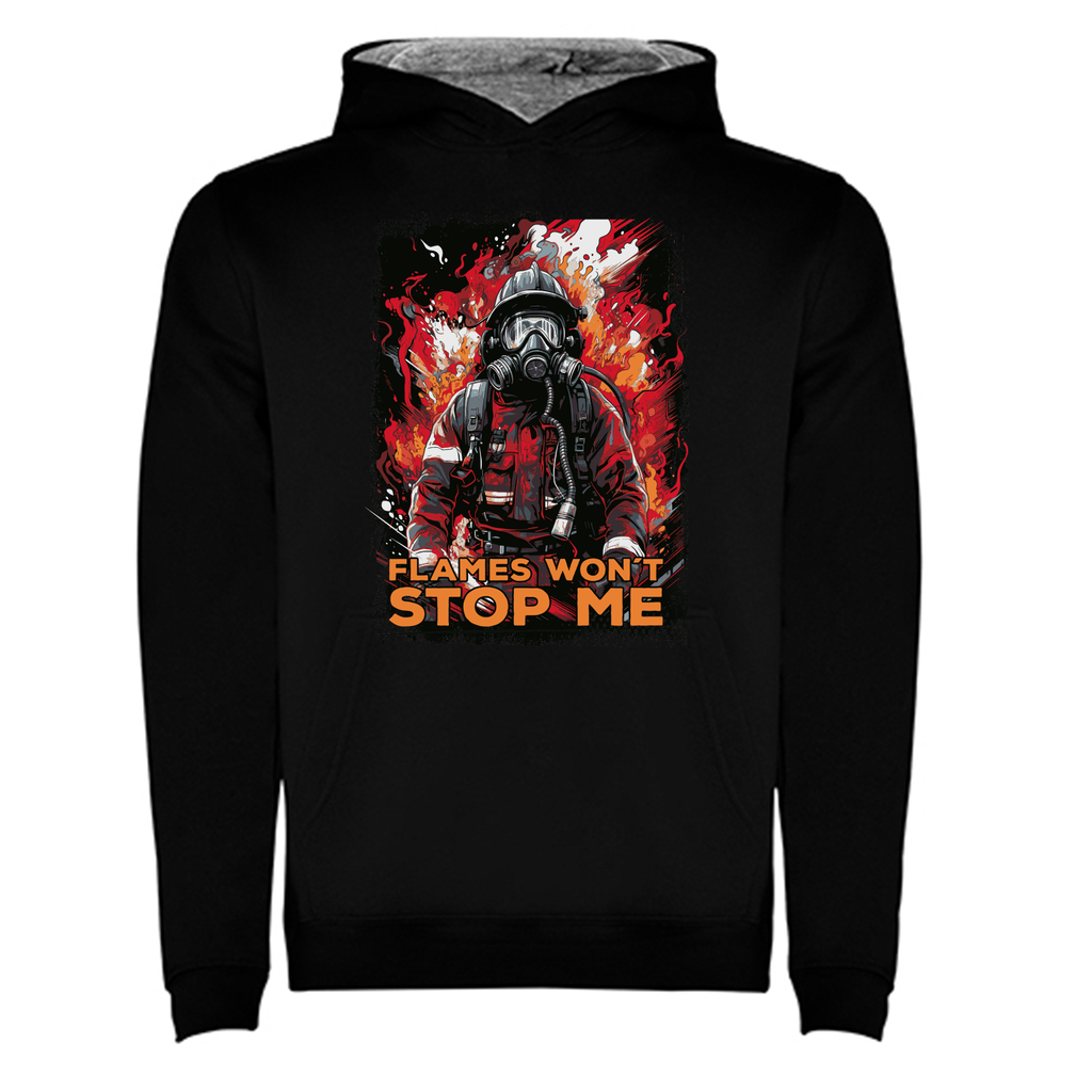 Feuerwehr Hoodie Black Kids<Flames won´t stopp me>