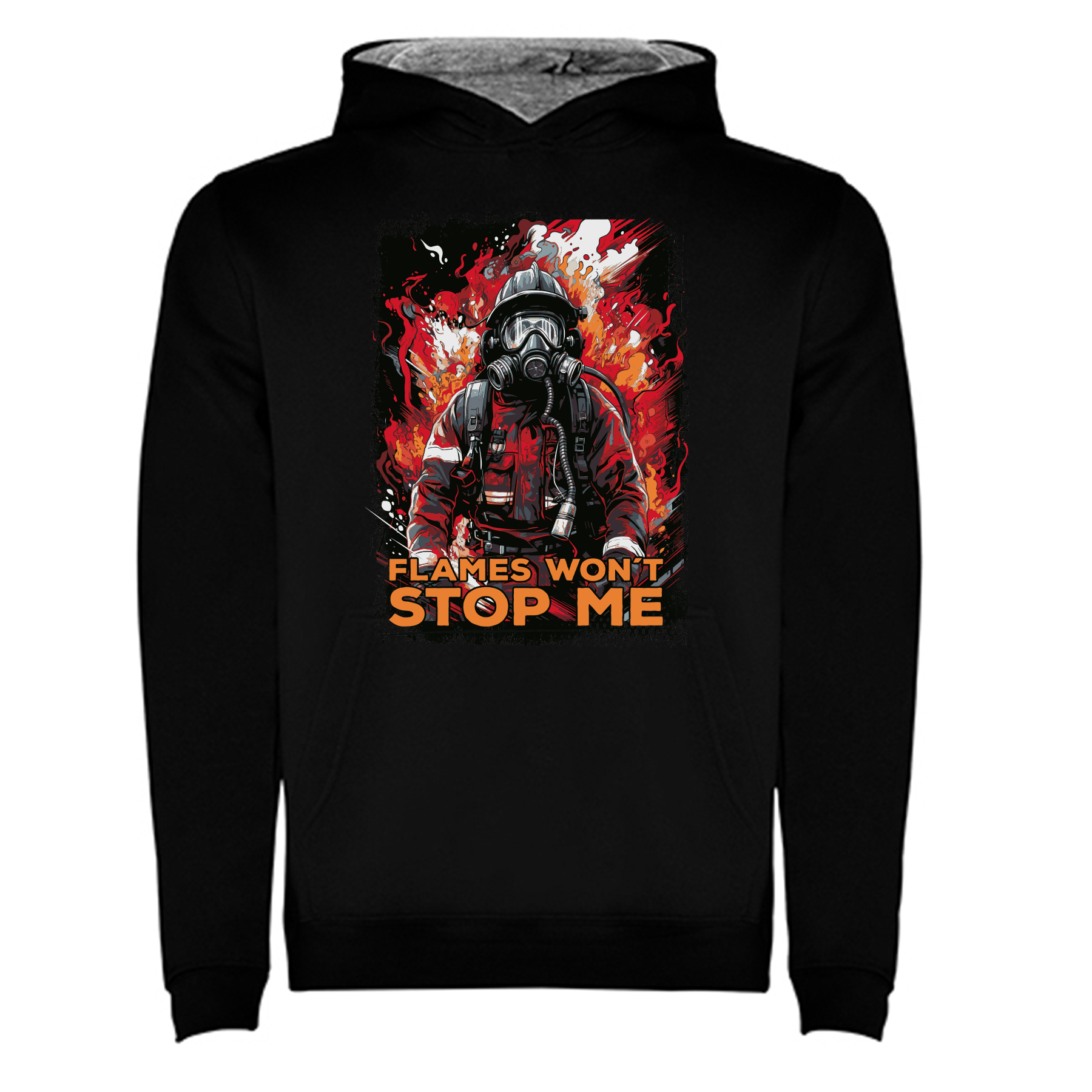 Feuerwehr Hoodie Black Kids<Flames won´t stopp me>