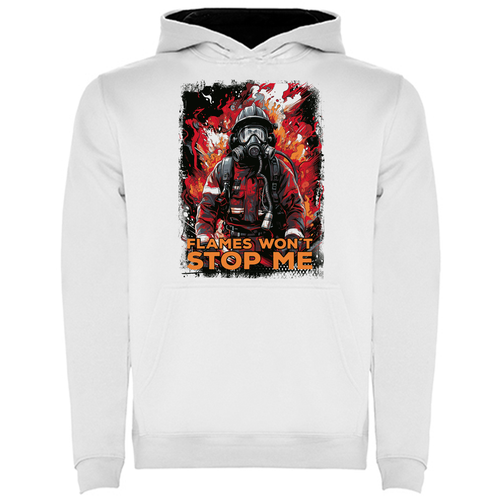 Feuerwehr Hoodie Weiss Kids<Flames won´t stopp me>