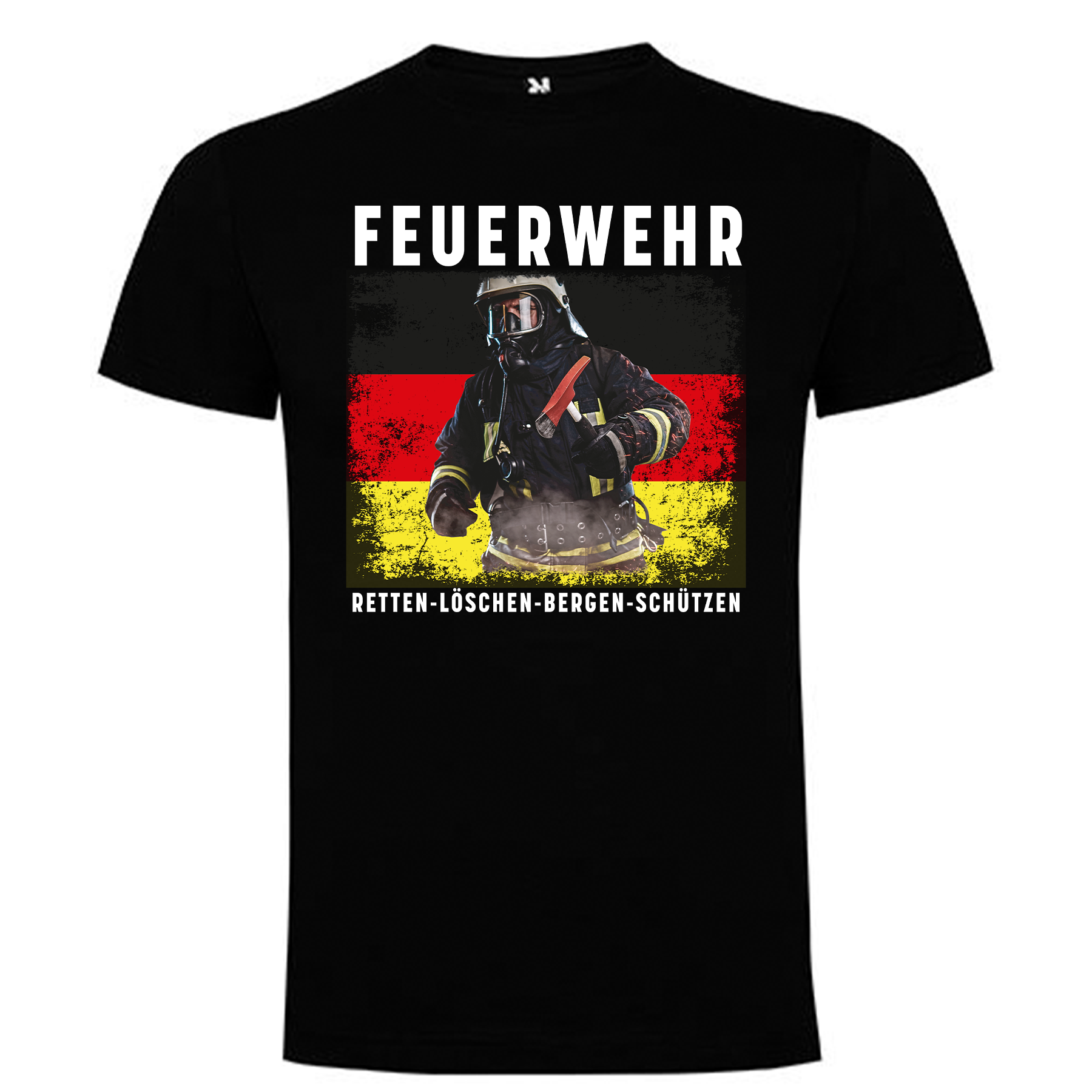 Feuerwehr Shirts Schwarz <Retten - Löschen - Bergen - Schützen>