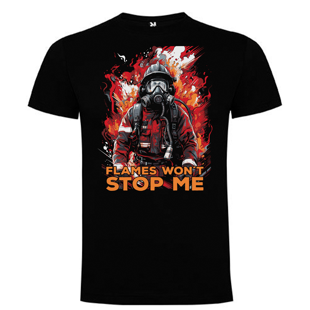 Feuerwehr Shirts Schwarz Kids<Flames won´t stop me>