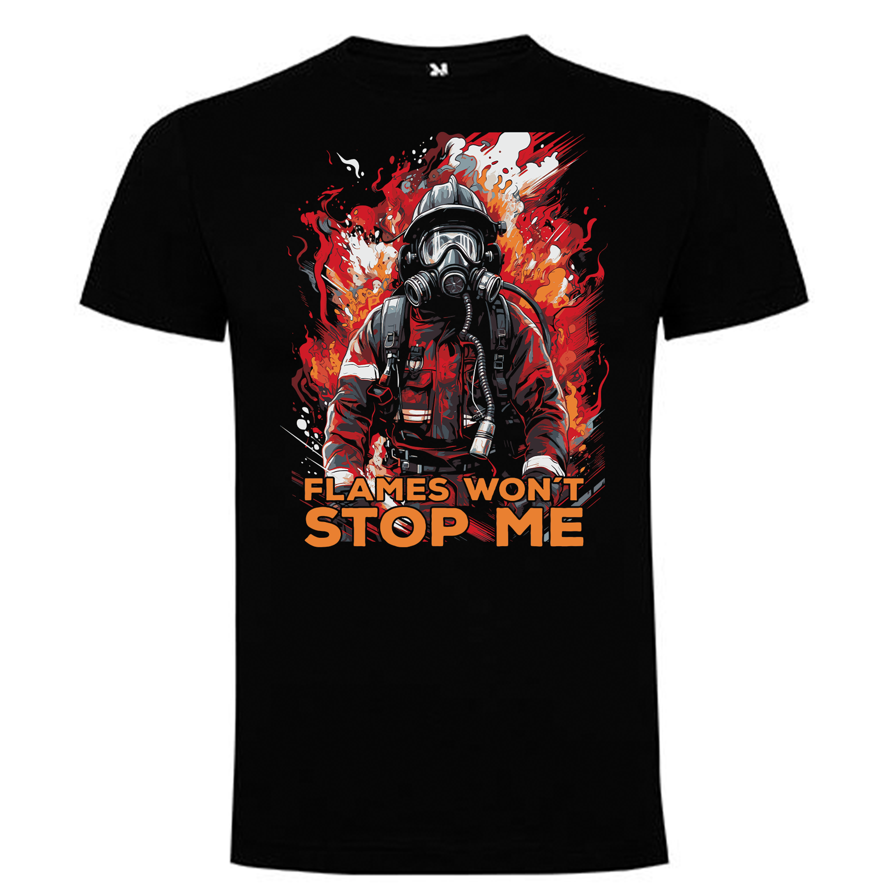Feuerwehr Shirts Schwarz Kids<Flames won´t stop me>