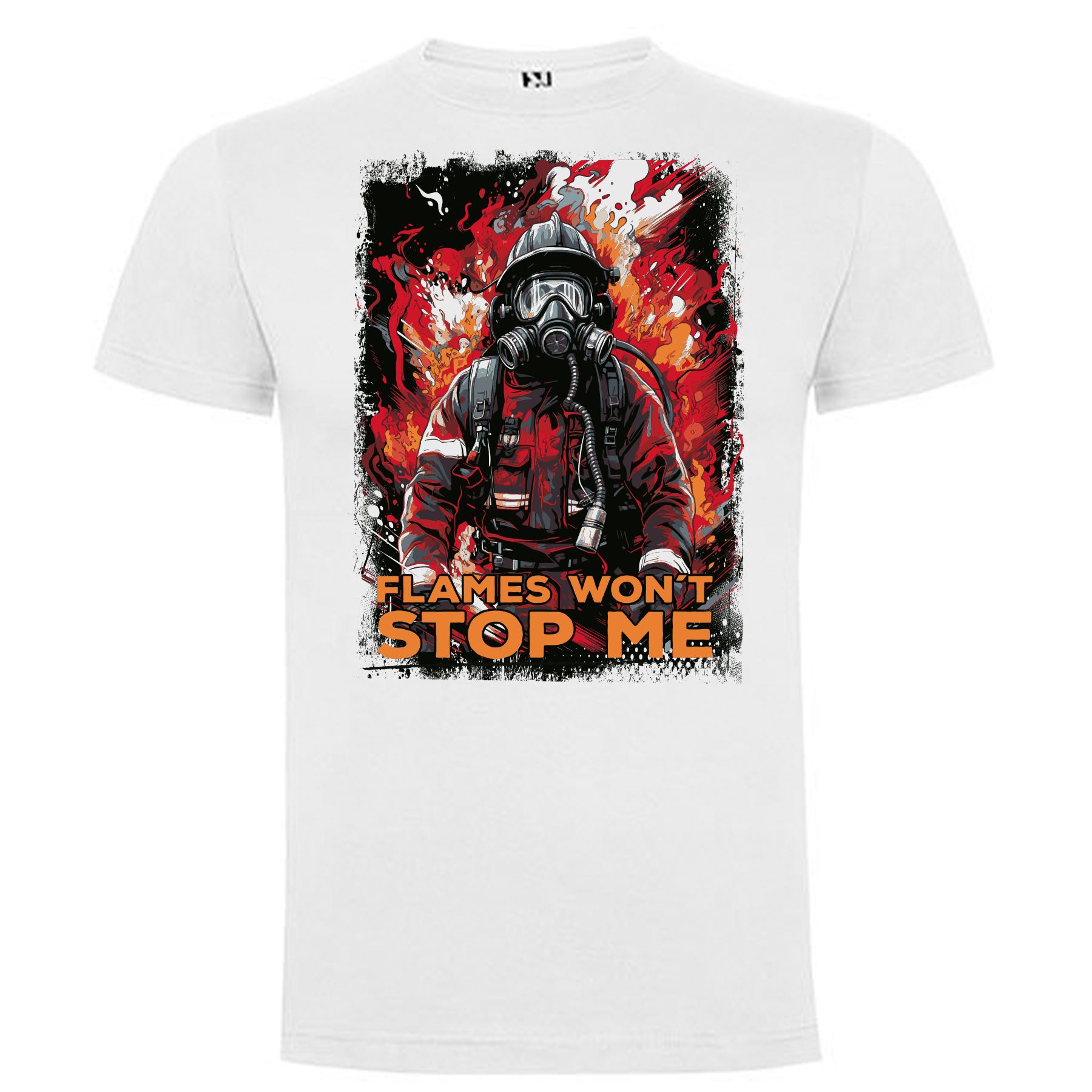 Feuerwehr Shirts Weiß Kids<Flames won´t stop me>