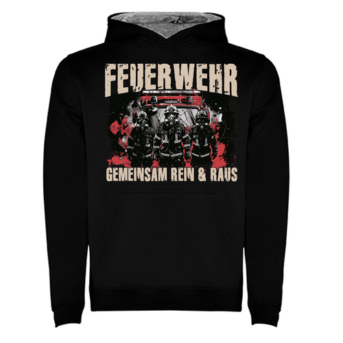 Feuerwehr Hoodie Kids Black <Gemeinsam Rein & Raus>