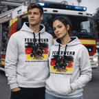 Feuerwehr Hoodie Weiß<Retten löschen Bergen schützen>