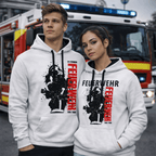Feuerwehr Hoodie weiß <24 Stunden Feuerwehr 365 Tage>