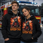 Feuerwehr Hoodie Schwarz<Flames Wont Stop Me>