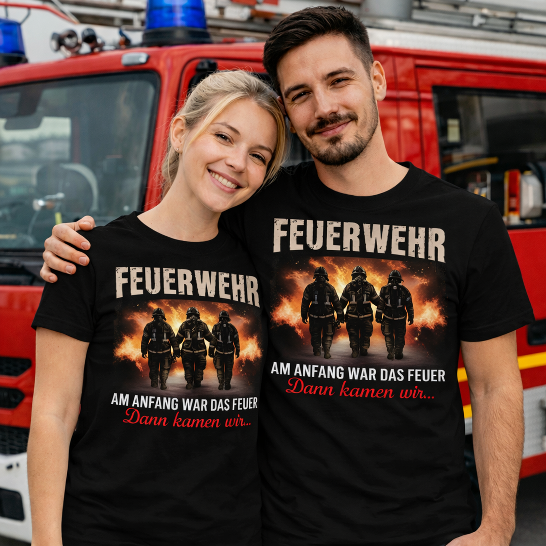 Feuerwehr Shirts Schwarz <Am Anfang war das Feuer>