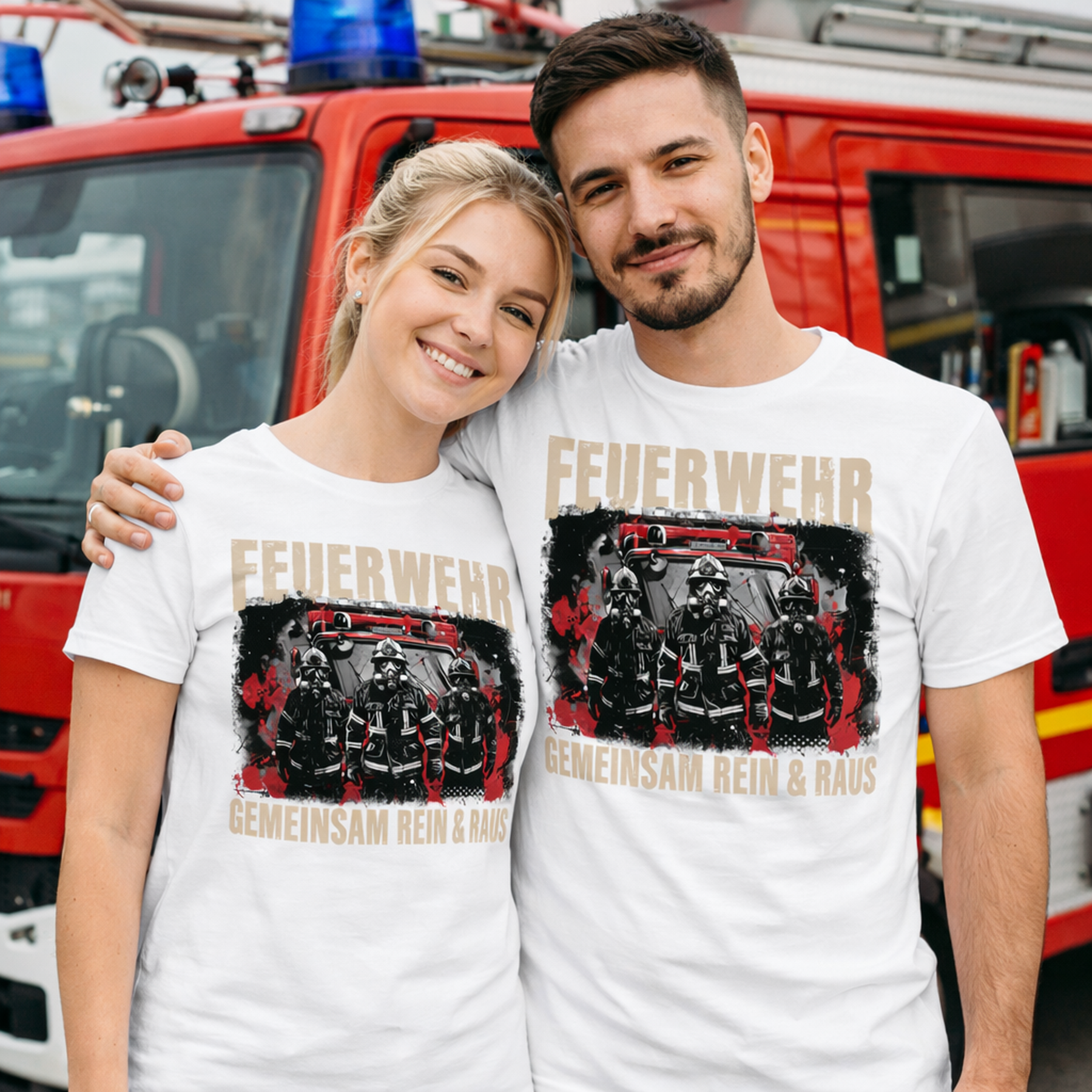 Feuerwehr Shirts Weiß <GEMEINSAM REIN & RAUS>