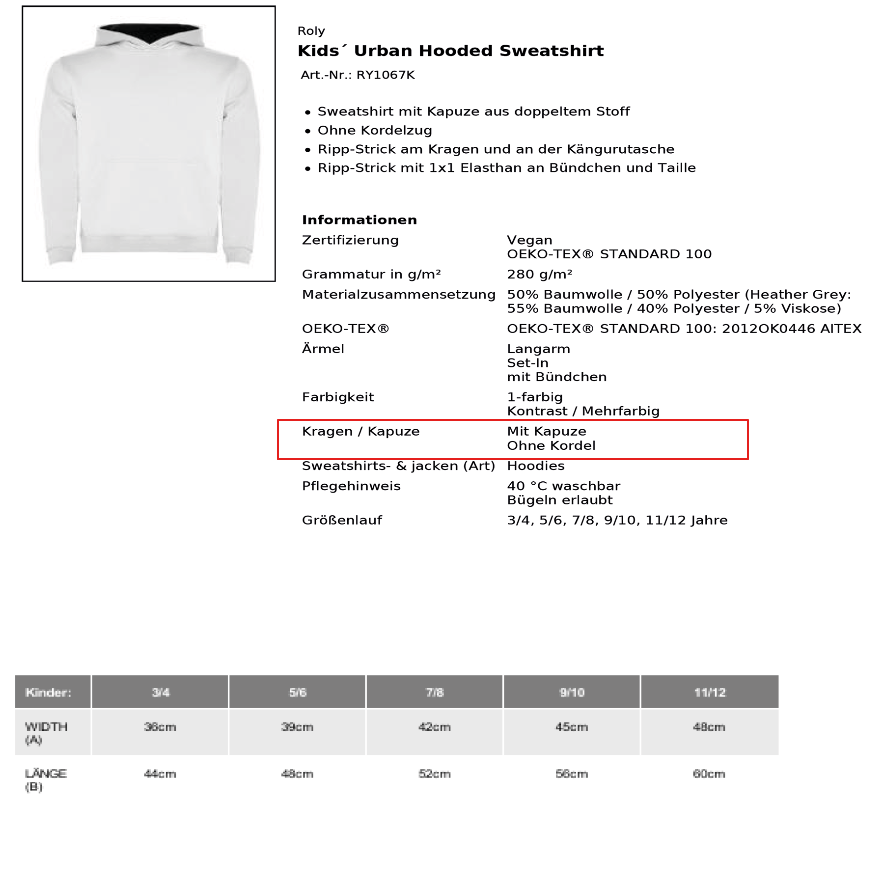 Feuerwehr Hoodie Kids weiß <24 Stunden Feuerwehr 365 Tage>
