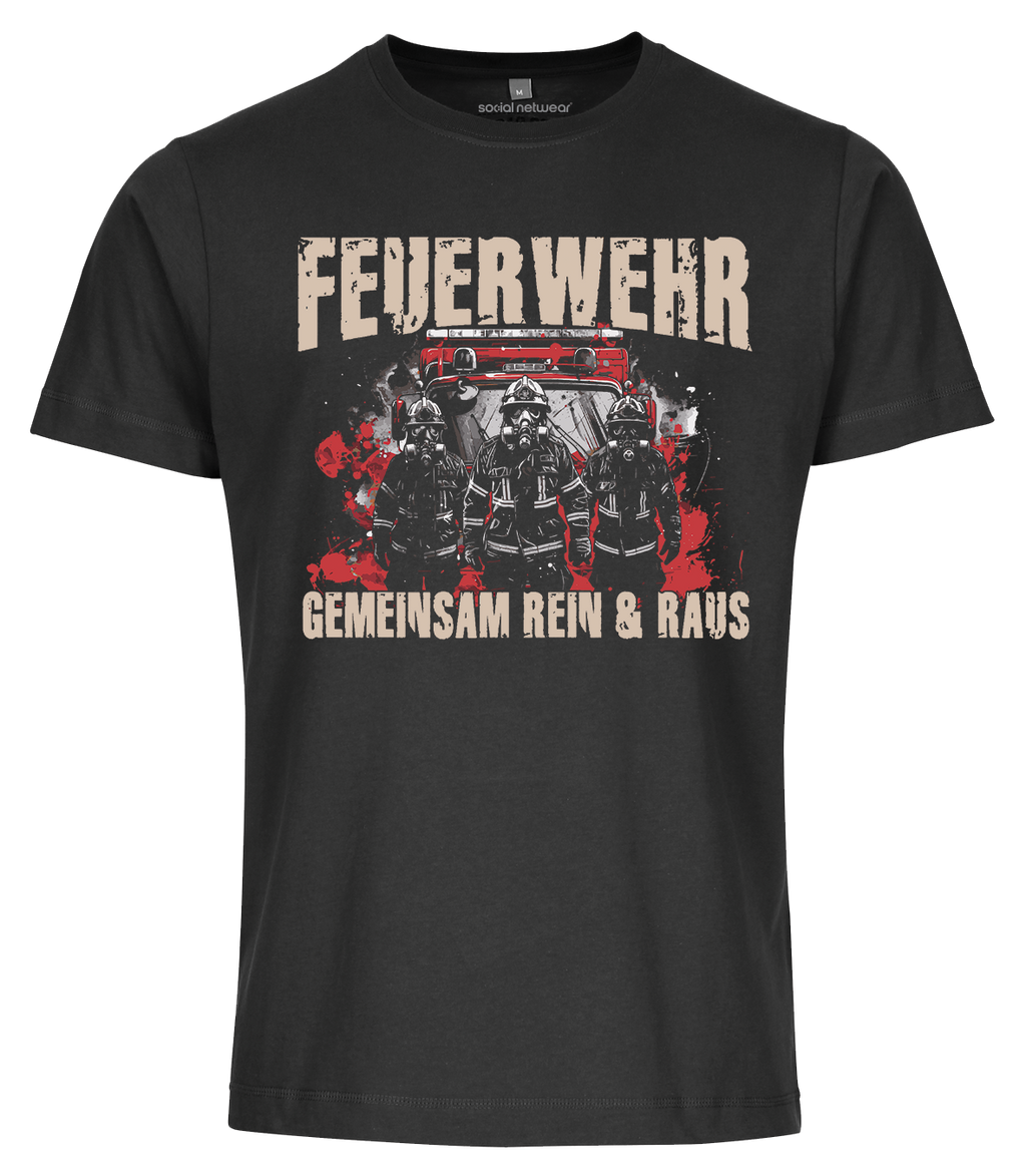 Feuerwehr Shirts Schwarz <GEMEINSAM REIN & RAUS>