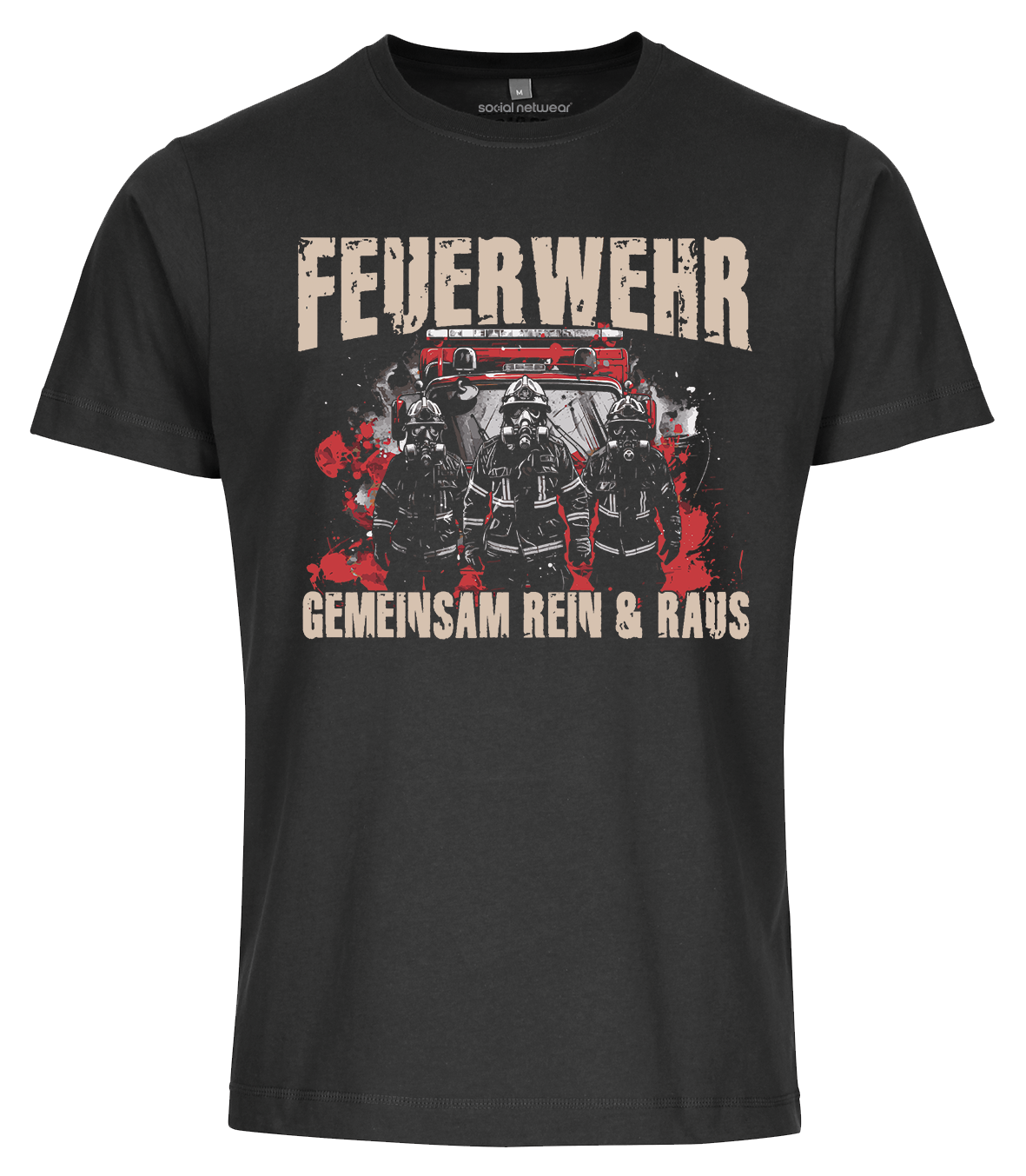 Feuerwehr Shirts Schwarz <GEMEINSAM REIN & RAUS>