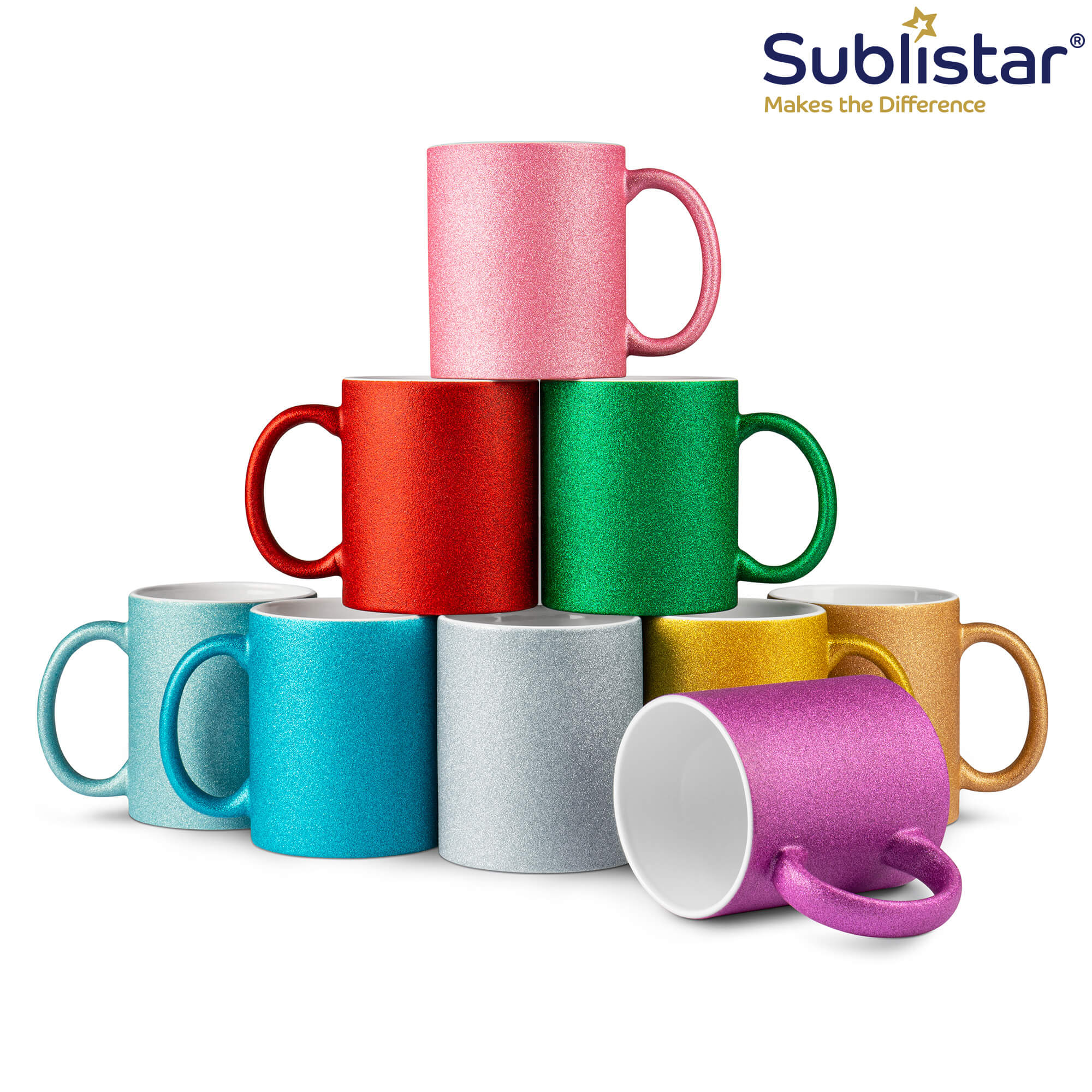 Glitzertasse mit Glitzerpartikeln, Sublistar®-Coating