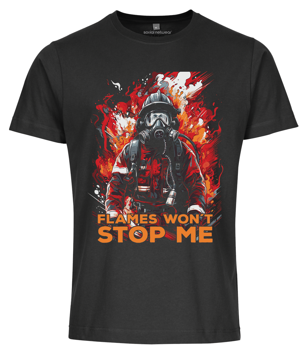 Feuerwehr Shirts schwarz Flames won´t Stop me