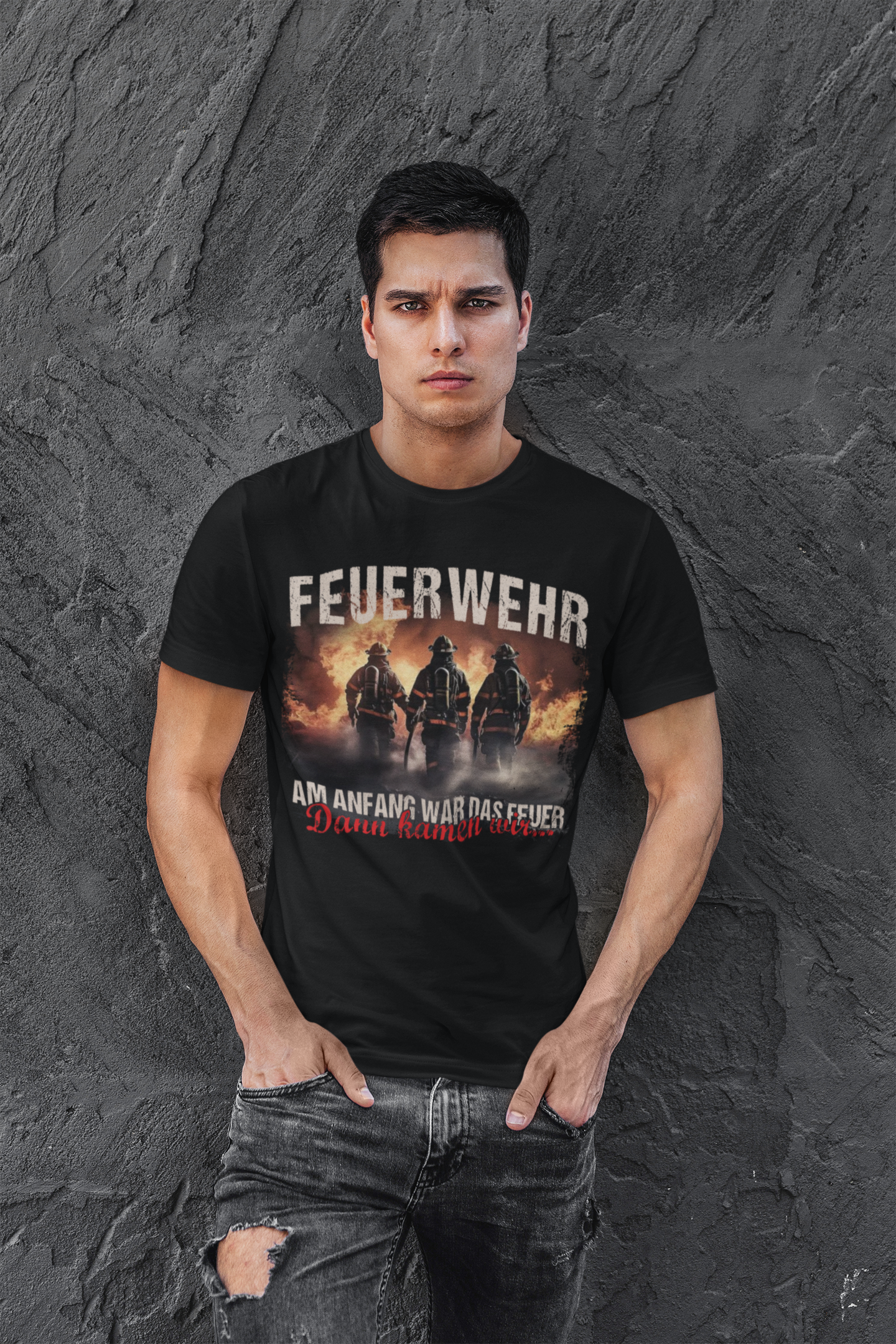 Feuerwehr Shirts Schwarz <Am Anfang war das Feuer>