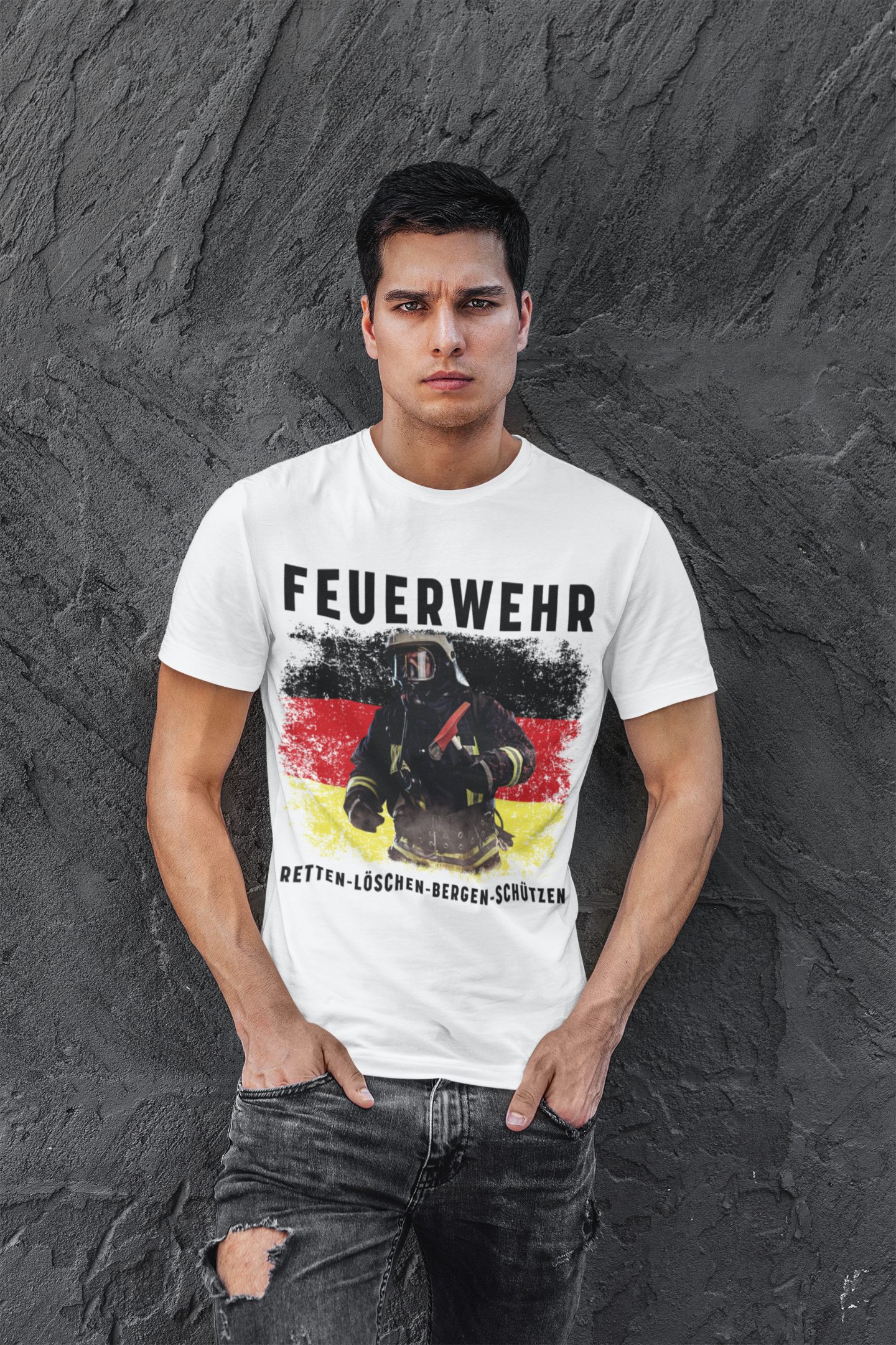 Feuerwehr Shirts Weiß <Retten - Löschen - Bergen - Schützen>