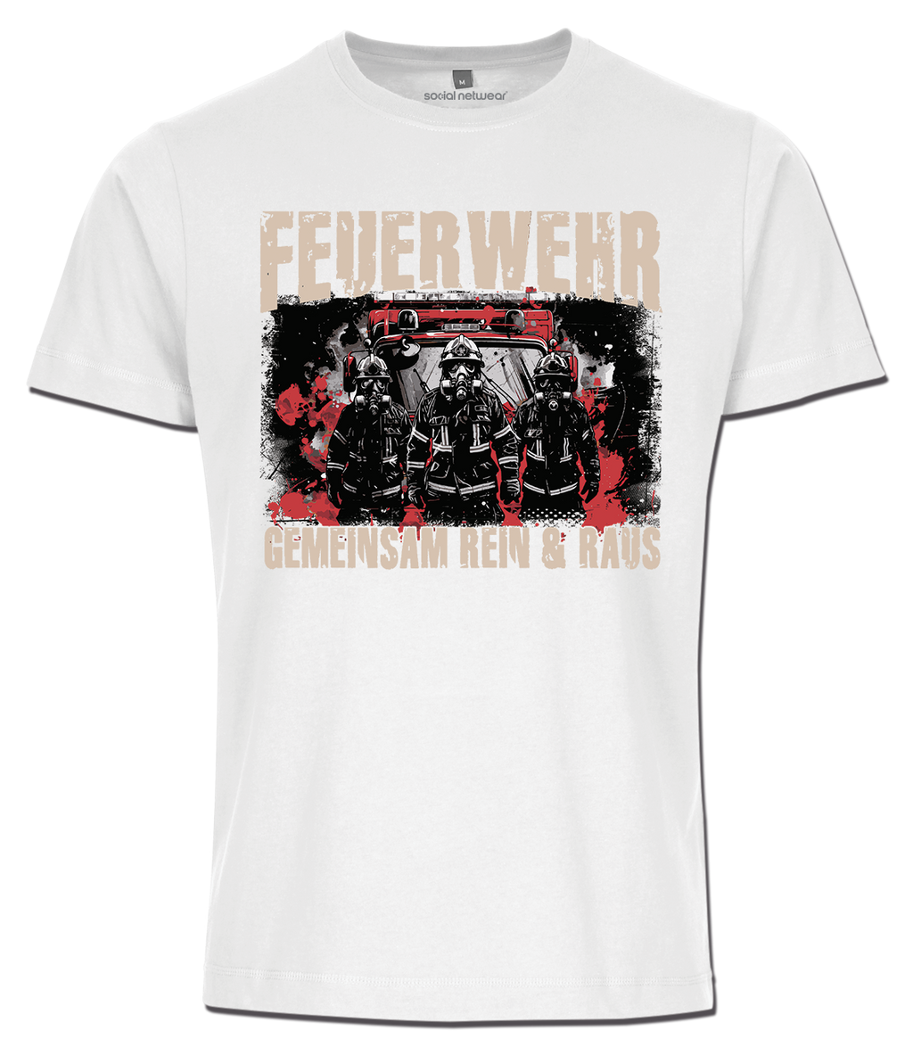 Feuerwehr Shirts Weiß <GEMEINSAM REIN & RAUS>