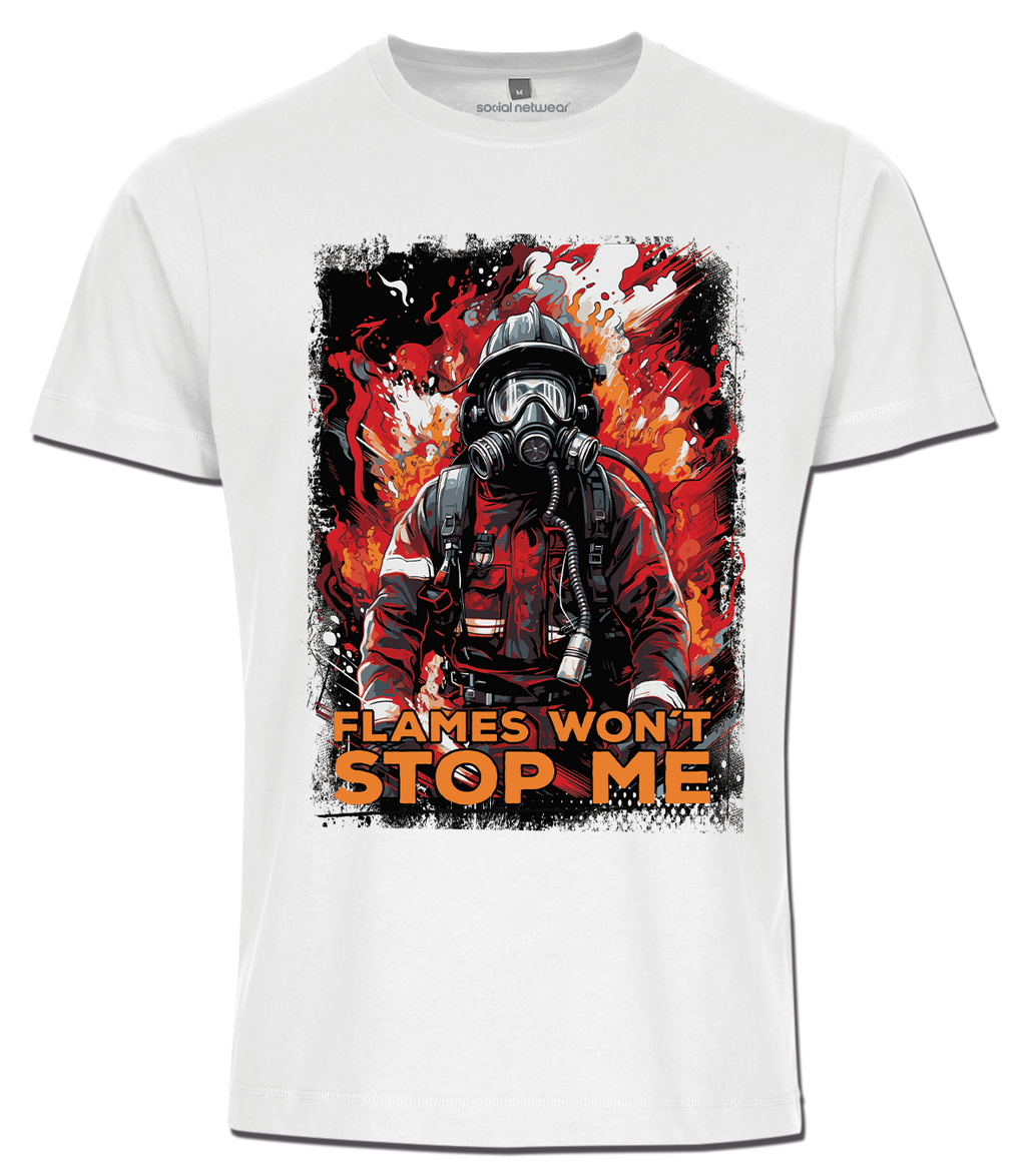 Feuerwehr Shirts Weiß Flames won´t Stop me